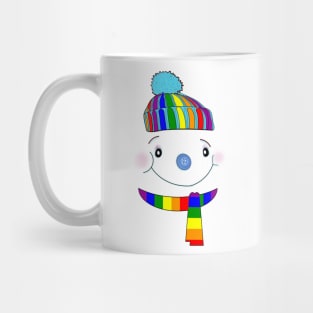 Cute Women's LGBTQ Winter Snowwoman Snowman Face Gay Pride Toboggan Scarf Mug